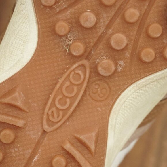 Ecco Womens Golf Shoes White Brown Leather Spiked Waterproof 39 EU / 8 US - Picture 10 of 12